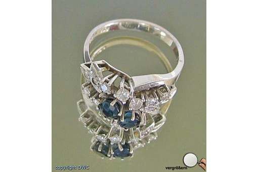 Ring mit Diamant Brillant Saphir Saphiren Safir Brillanten in 585 er Gold 59