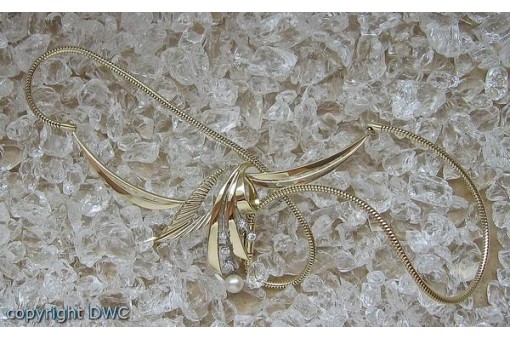 Kette Collier mit Brillant Brillanten Diamant Diamanten in aus 14 585 er Gold