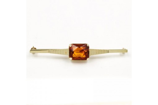 Brosche Nadel mit Bernstein Amber in 8 Kt. 333 Gold 6,0 cm