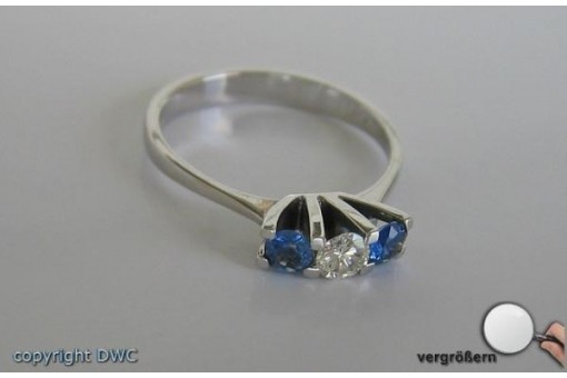 Ring mit Diamant Brillant Saphir Diamanten Brillanten Safir in 750 er Gold 56
