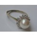 Ring mit Perle Diamant in 14 Kt  585 er Weiss Gold Grösse 58 Tracht Brillant