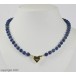 Collier Lapislazuli kette Lapislazuli Kugeln mit 14 Kt. 585 er Gold Herz 50 cm 