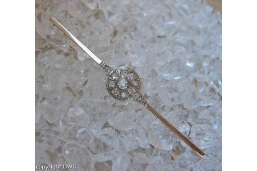 Brosche Nadel mit Diamantrosen in aus 14 Kt 585 er Gold Antik Diamanten