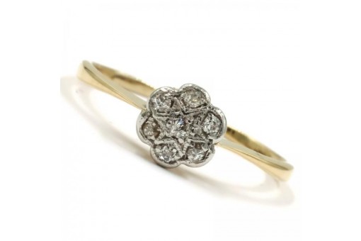 Ring mit 7 Diamanten diamonds 0,07 ct. in 14 Kt. 585 gold Damen Gr. 51