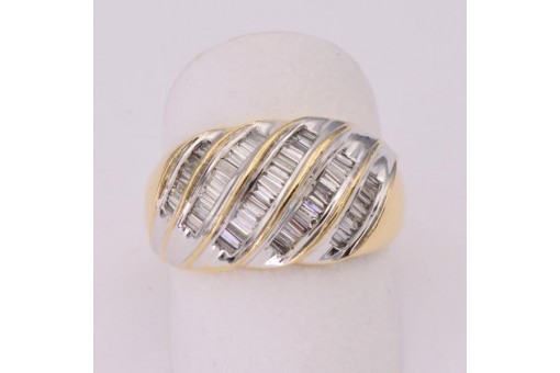 Ring mit Baguette Diamanten 2,4 ct. in 14 Kt. 585 er Gold Gr. 58