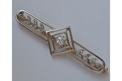 Brosche mit Diamanten diamonds aus 14 Kt. 585 Gold Art Deco antik brooch