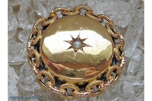 Perlenbrosche 14 Kt. 585 er Gold Brosche mit Perle Perlen Antik Jugendstil