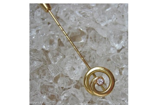 Anstecknadel mit Altschliffdiamant Nadel aus 585 Gold Brosche Diamant L.7,1cm