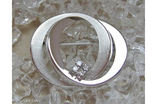 Brosche mit Diamanten Diamant 14 Kt. 585 Weiss Gold brooch Diamond