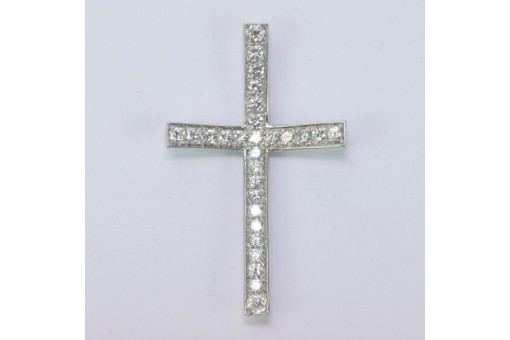 Anhänger Kreuz mit Brillanten Diamanten 14 Kt 585 er Gold Weiß