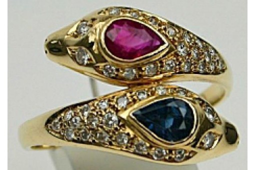 Ring mit Saphir Rubin Brillant Diamant Rubine Brillanten in Gold 58 Safir