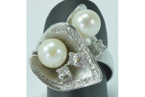 Ring mit Perle Perlen Diamanten Brillanten in aus 14 kt. 585 er Gold Unikat