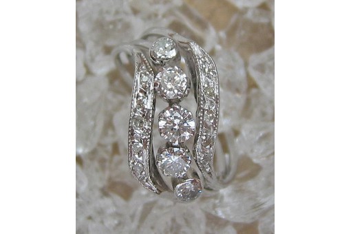 Ring 3 Teile mit Diamant Brillant in 14 Kt. 585 Weiss Gold Diamanten 52