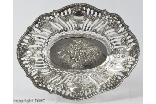 Kolb Körbchen Schale in 800 er Silber mit Blumen Jugendstil antik