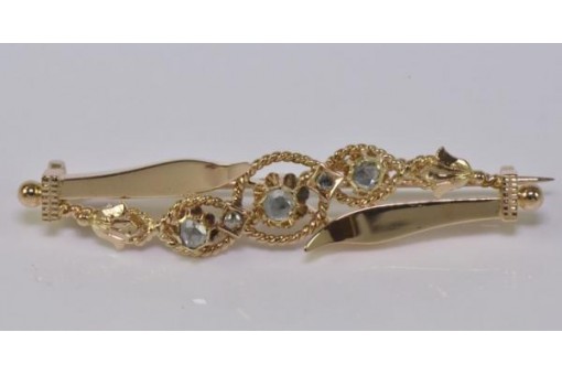 Brosche Jugendstil mit Diamanten Nadel aus 14 Kt. 585 er Gold antik