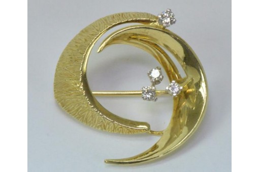 Ansteck Nadel Brosche mit Diamanten in aus 14 Kt. 585 er Gold Brillanten