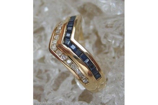 Ring mit Safir Safiren Saphir Brillant Diamant in aus 14 Kt. 585 er Gold 52