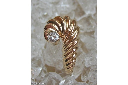 Ring mit Brillant Solitär Diamant in aus Muschel Design 14 Kt 585 er Gold 58