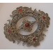 Brosche Kleiderspange Haarspange in 13 Lot Silber mit Granate Tracht antik 