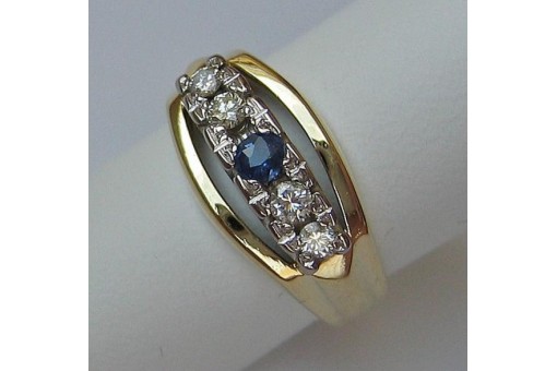 Ring mit Saphir Safir Brillanten Diamanten in aus 14 Kt. 585 er Gold 51 