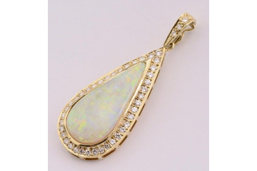 Anhänger Clip mit Opal und Brillanten 0,80 ct. 14 Kt. 585 Gold IHK Expertise