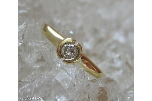 Ring mit Brillant Diamant Solitär in aus 14 Kt. 585 er Gold Grösse 60 Solitär