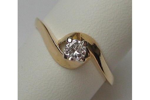 Ring mit Brillanten Diamanten solitär in aus 18 Kt. 750 er Gold Weiß 52