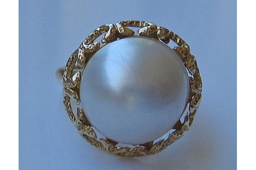 Ring mit Mabeperle Perlen Perle in aus 14 585 er Gold Grösse 51 Edel