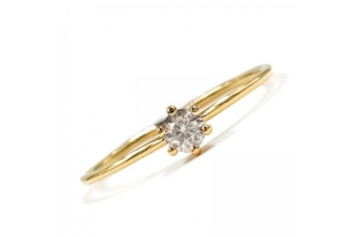 Ring mit Diamant Brillantsolitär 0,18 ct. in 18 Kt. 750 er Gold Gr. 57