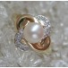 Ring mit Perle Perlen Diamanten Diamant Brillant in 9 Kt 375 er Gold 56