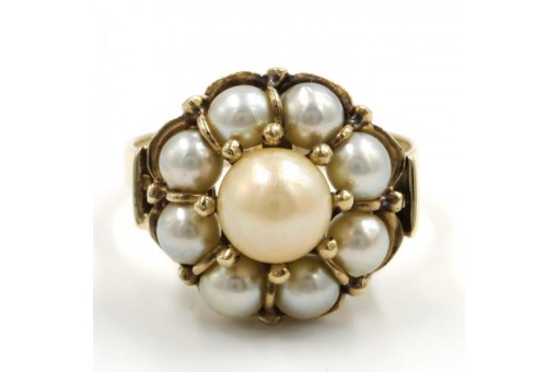 Ring mit Perlen Perl Perlenring in 8 Kt. 333 Gold Grösse 57 Edel