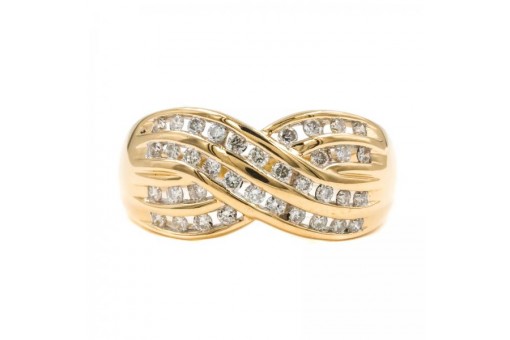 Ring mit 36 Brillanten Diamanten 0,72 ct. in 14 Kt. 585 er Gold Gr. 56