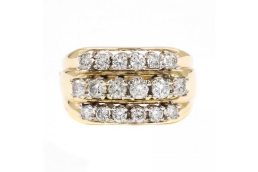 Ring mit 18 Brillanten Diamanten 1,0 ct. in 14 Kt. 585 er Gold Gr. 52