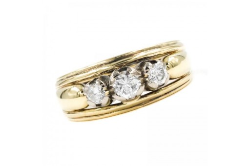 Ring mit 3 Brillanten Diamanten 0,40 ct. in 14 Kt. 585 er Gold Finger Gr. 57