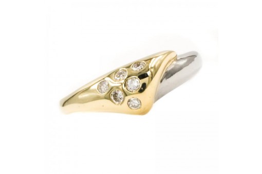 Ring mit 6 Brillanten Diamond Diamanten 0,25 ct. in 14 Kt. 585 er Gold Gr. 58