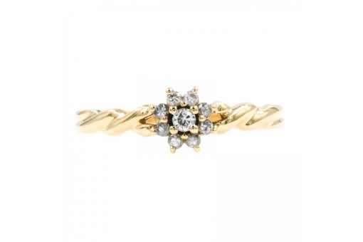 Ring mit 9 Brillanten 0,13 ct. Diamanten in 14 Kt. 585 er Gold Gr. 56