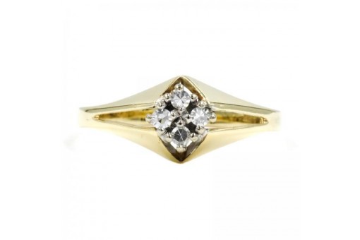 Ring mit 4 Diamanten diamonds 0,12 ct. in 14 Kt. 585 er Gold Ringe Gr. 57