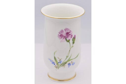 Vase original Meissen Porzellan mit Blumen und Goldrand Höhe 16,5 cm 1. Wahl