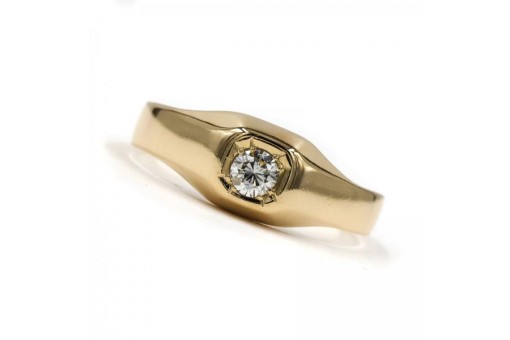 Ring mit Brillantsolitär Diamant Diamond 0,17 ct. in 14 Kt. 585 Gold Damen Gr 57