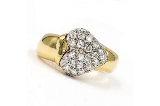 Ring mit 34 Brillanten Diamanten 1,0 ct. in 18 Kt. 750 er Gold Damen Gr. 54