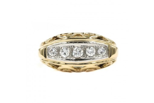 Ring mit 5 Brillanten Diamanten 0,44 ct. aus 14 Kt. 585 er Gold Gr. 50