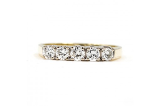 Ring mit 5 Brillanten Diamanten 0,50 ct. in 14 Kt. 585 Gold Damen Gr. 52