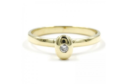 Ring mit Brillantsolitär Diamant 0,04 ct. in aus 14 Kt. 585 Gold Grösse 50 top