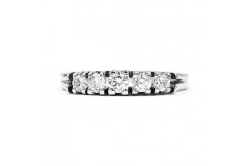 Ring mit 5 Brillanten Diamanten 0,30 ct, in 14 Kt. 585 Weißgold Gr. 50