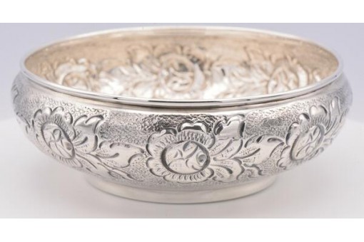 Silberschale Anbietschale in 900 Silber silver bowl florales Design