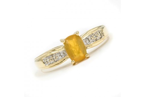 Ring mit Opal und Diamanten 0,06 ct. in 9 Kt. 375 er Gold Gr. 59