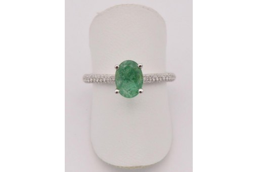 Ring mit Smaragd und 74 Brillanten 0,50 ct. in 18 Kt. 750 Gold Gr. 53