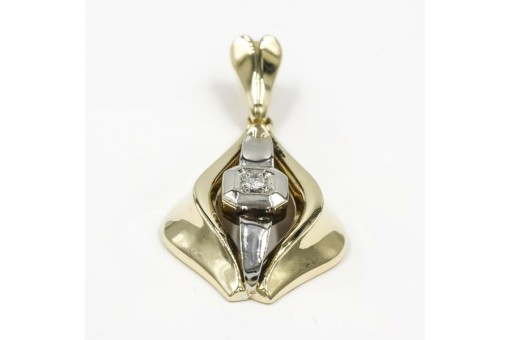 Anhänger mit Brillantsolitär 0,08 ct in 585 14Kt Gold für Kette Diamond Pendant