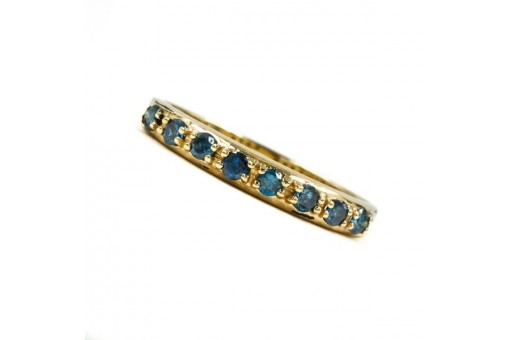 Ring mit acht Königsblauen Brillanten 0,385 ct in 375 9Kt Gold Diamond Gr.63