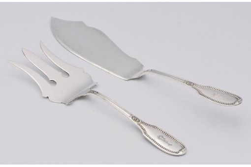 Fisch Vorlegebesteck 2 tlg. 800 Silber antik Perlrand fish cutlery silver